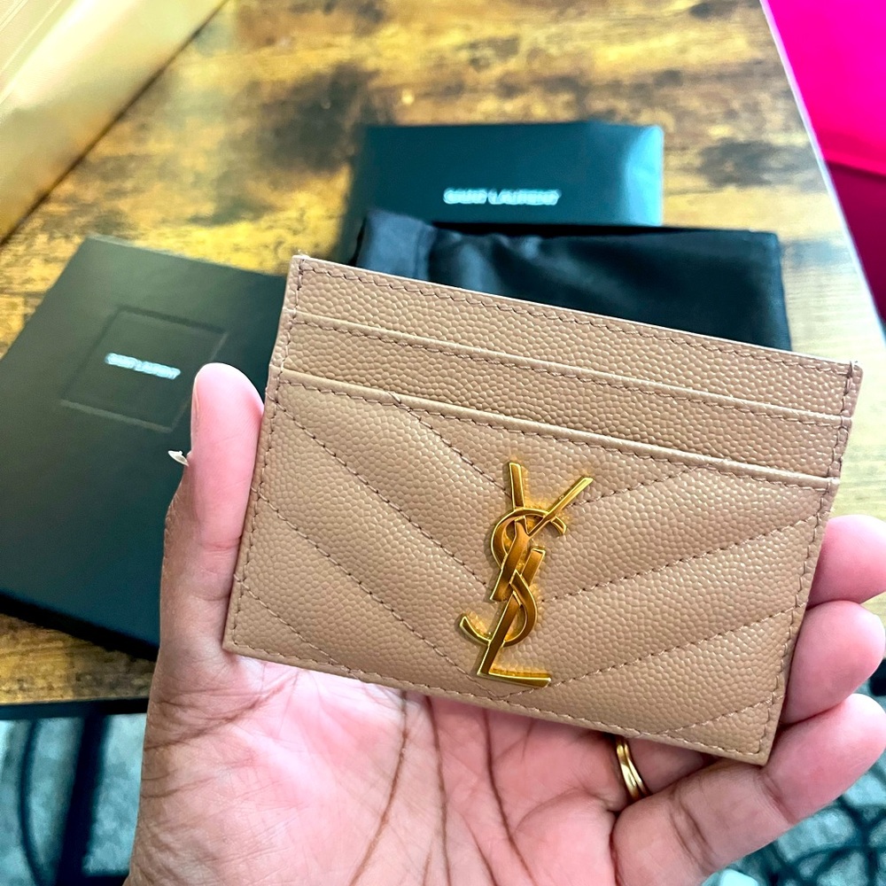 Saint Laurent card holder vintage peach